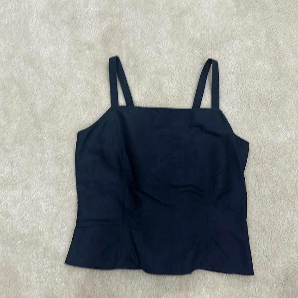 Dressy Dark Navy Blue  top that laces in back & side zipper for easy on
